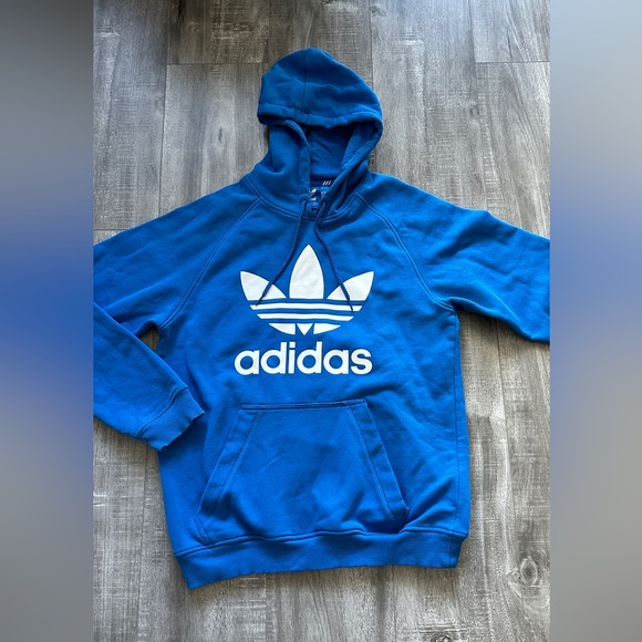 adidas Originals Mens Adicolor Classics Trefoil Hoodie Blue - Medium - Picture 2 of 6
